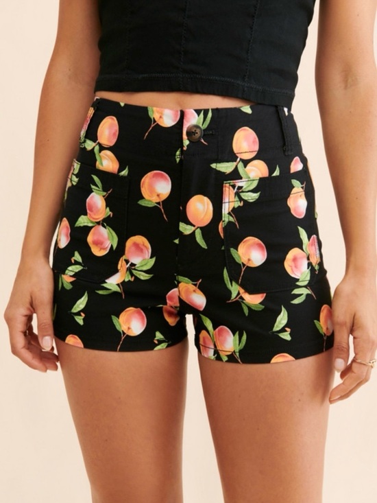 Maeve Pants - Maeve by Anthropologie The Colette Peach Print High-Waisted Shorts Size 24
